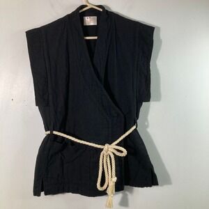 Womens Atelier Delphine Desert Vest Heavy Cotton Rope Tie Black M‎